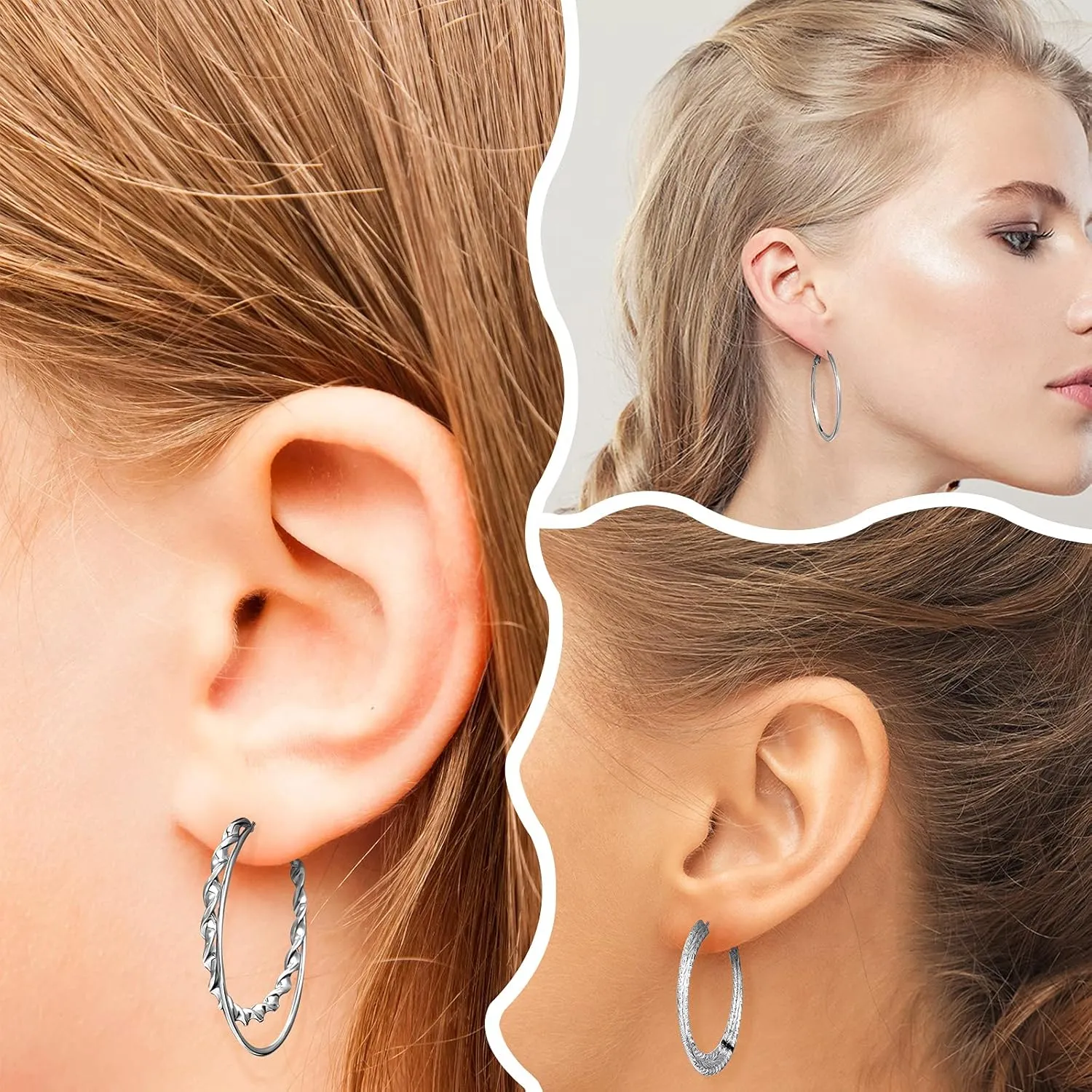 Kigeli 12 Pairs Hoop Earrings for Women Multipack Silver Gold Stainless Steel Lightweight Hoop Earrings Set for Girls
