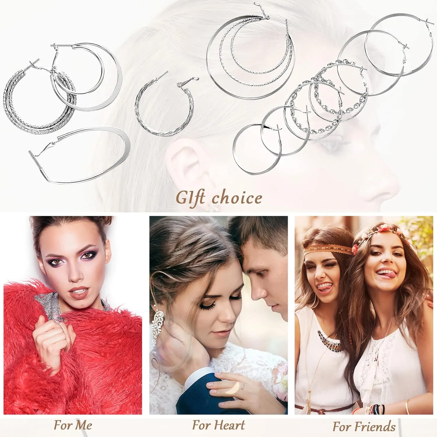 Kigeli 12 Pairs Hoop Earrings for Women Multipack Silver Gold Stainless Steel Lightweight Hoop Earrings Set for Girls