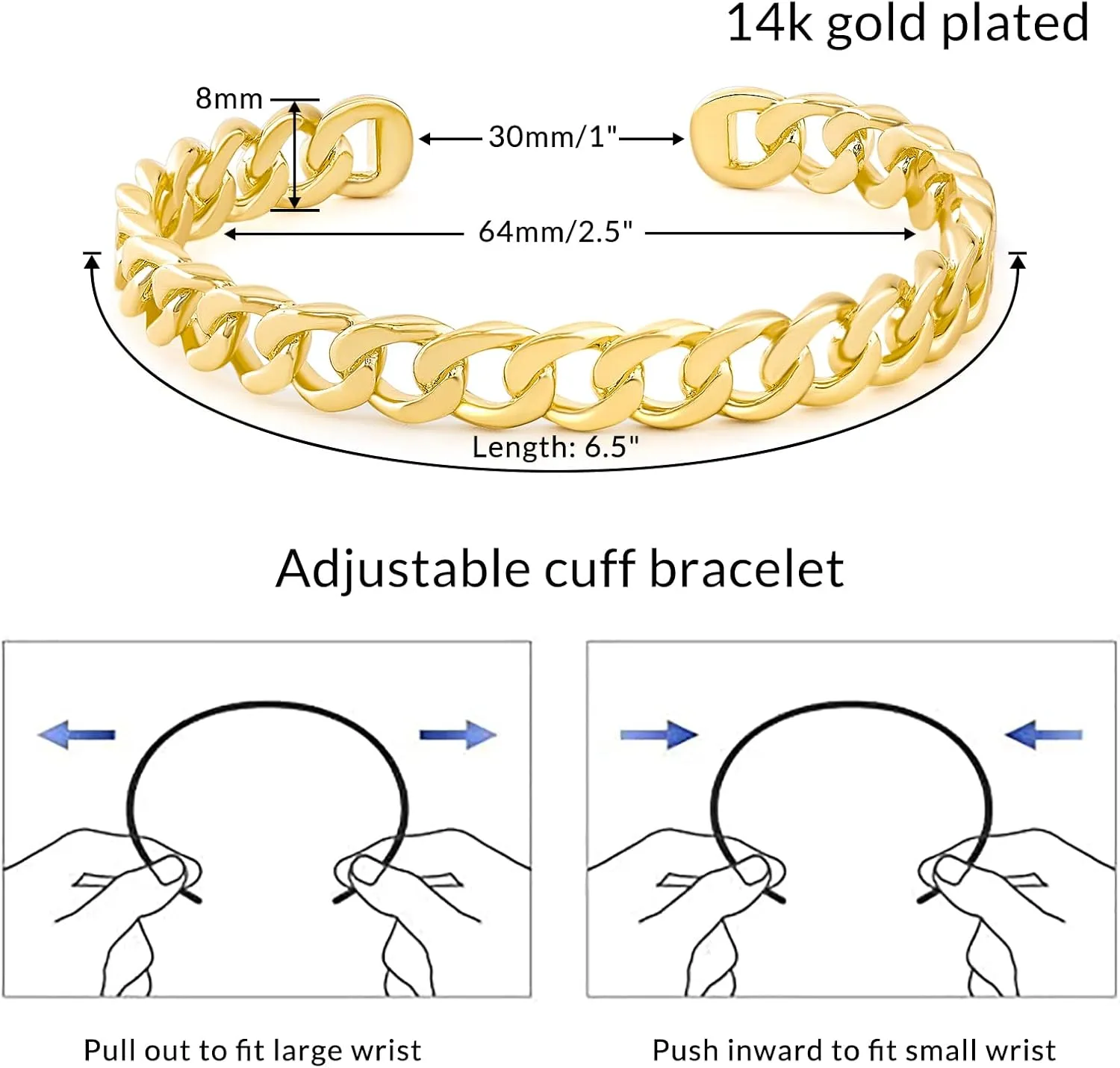 KissYan Gold Cuff Bangle Bracelets for Women, 14K Gold Plated Adjustable Open Cuff Bracelet Flat Hollow Butterfly Cubic Zirconia Jewelry Gift