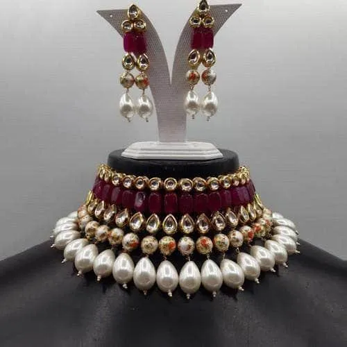 Kundan Multi Pearl Choker Necklace Set