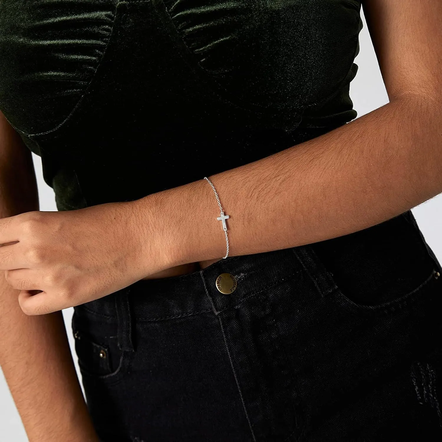 Kyerlyn 14K Gold Plated Handmade Dainty Dot Bracelet Cute Thin Everyday Bracelets for Women Men Size 6.5" 2" Extender