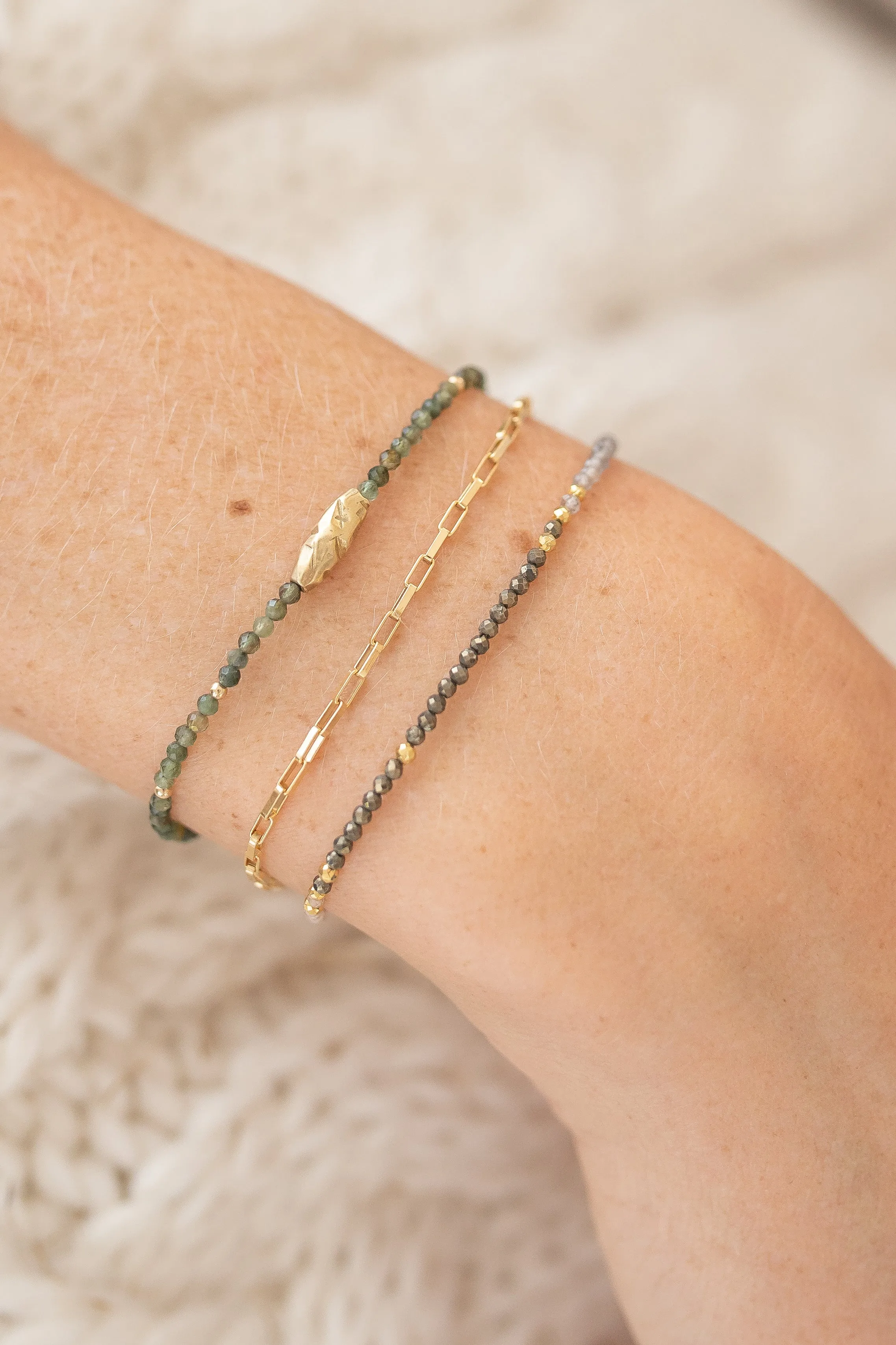 Labradorite, Pyrite and Zircon Bracelet