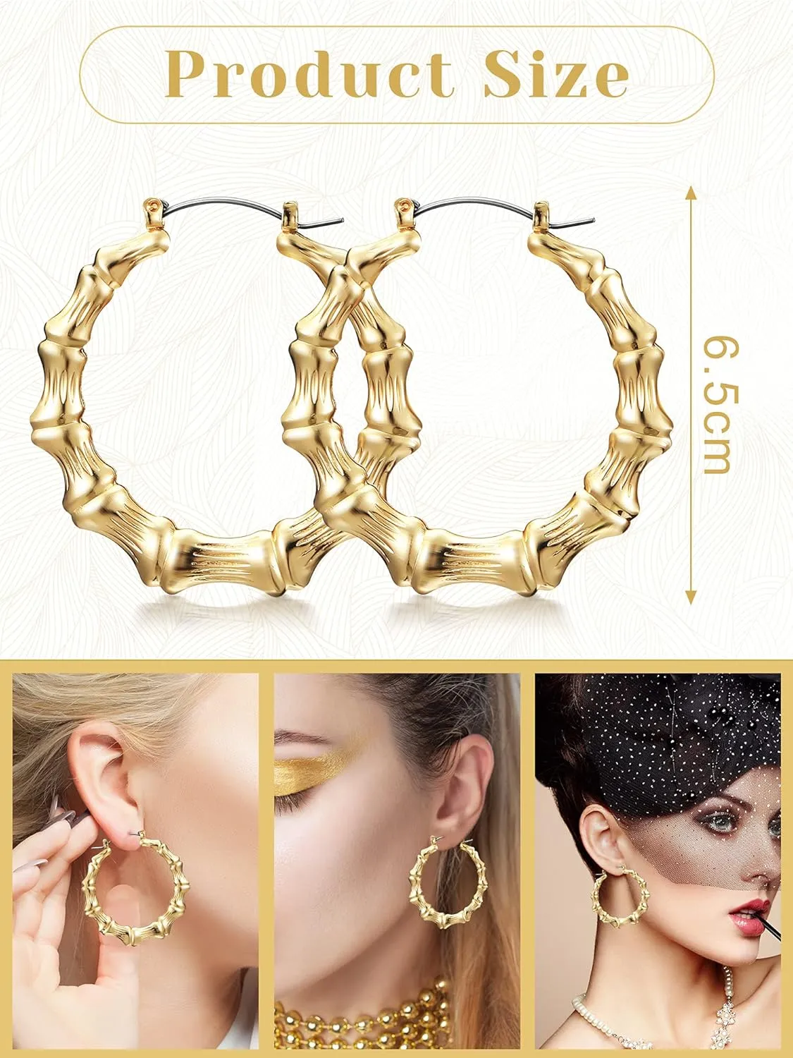 Large Bamboo Hoop Earrings Hip Hop Woman Bamboo Earrings Oversized Metal Hoop for Daily Wear 80s/ 90s Rapper Accessories