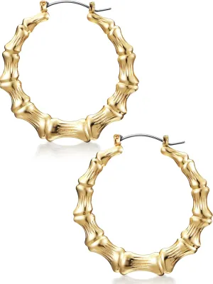 Large Bamboo Hoop Earrings Hip Hop Woman Bamboo Earrings Oversized Metal Hoop for Daily Wear 80s/ 90s Rapper Accessories