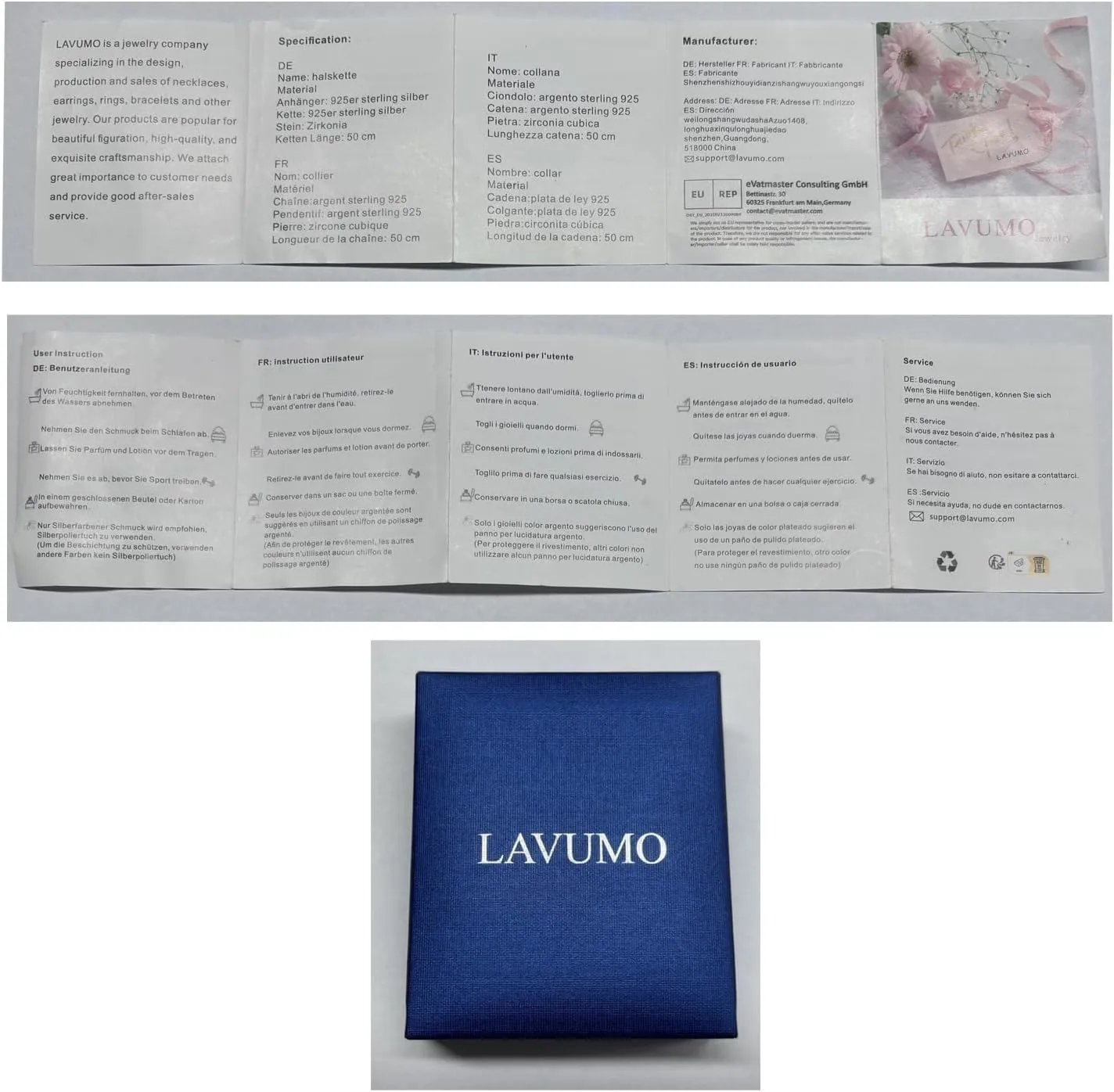 LAVUMO Necklace for Women 925 Silver Double Heart Rose Flower Birthstone Pandent Womens Necklaces Mother's Day Birthday Jewelry Gifts for Women Mom Girlfriend