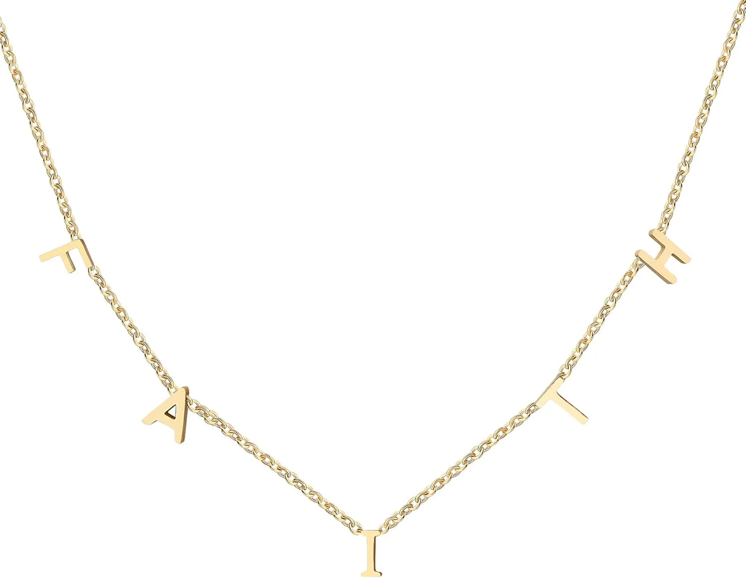 Letter Necklaces for Women Mother Mama Mom Grandma Daughter Love Necklace Perfect Personalized Dainty 18K Gold Plated Stainless Steel Jewelry Birthday Mother's Day Christmas Gifts