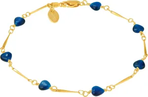 LIFETIME JEWELRY Womens Gold Anklet Blue Hearts Ankle Bracelet for Girls and Teen 24k Gold Plated