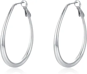 Lightweight Oval Hoop Earrings for Women - 14K Gold Plated, Rose Gold Plated and Sterling Silver Plated Large Oblong Hoop Earrings for Women Statement Jewelry Gift