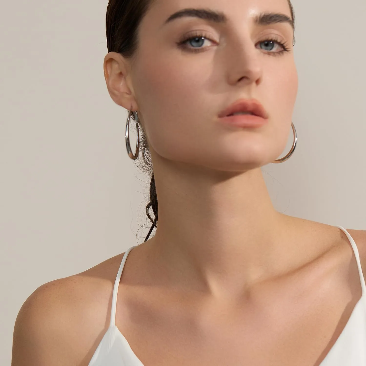 Lightweight Oval Hoop Earrings for Women - 14K Gold Plated, Rose Gold Plated and Sterling Silver Plated Large Oblong Hoop Earrings for Women Statement Jewelry Gift