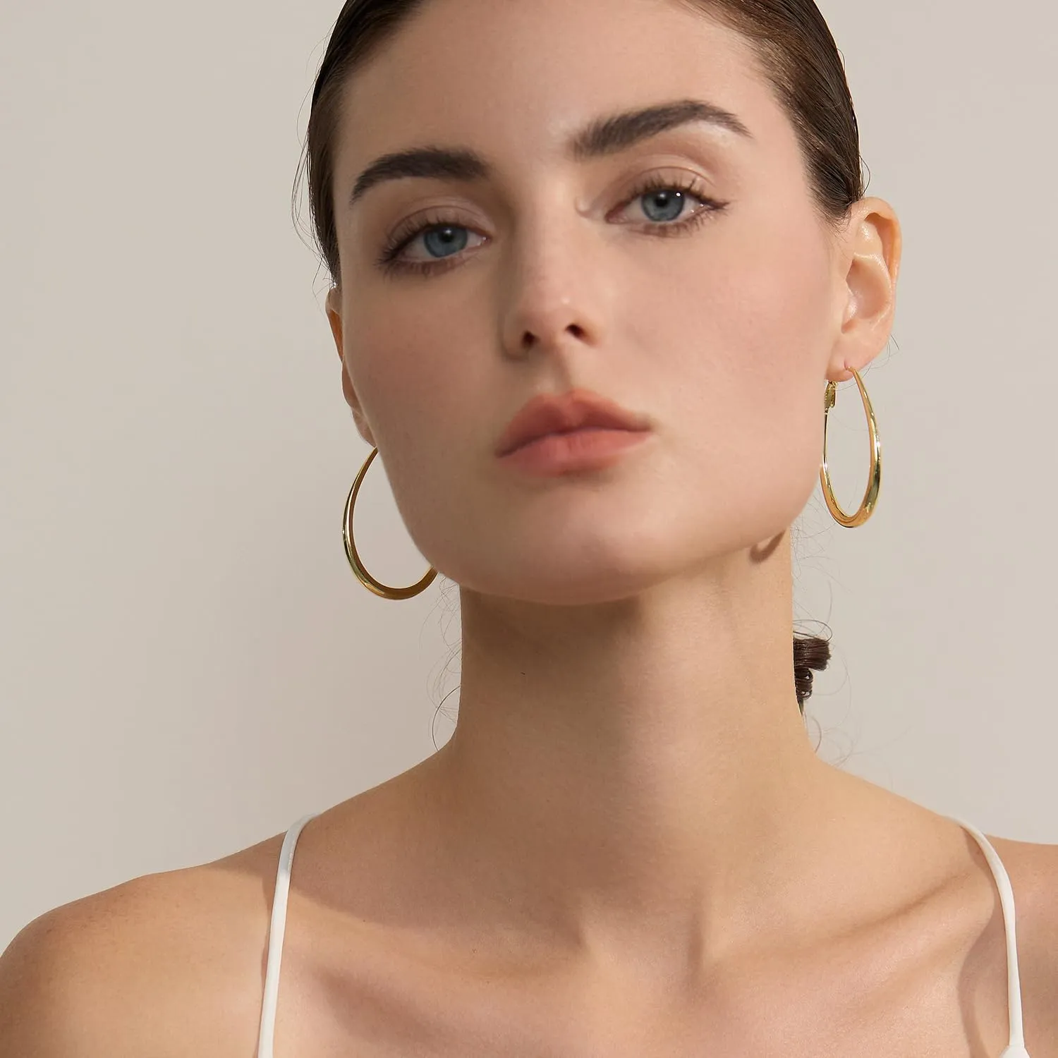 Lightweight Oval Hoop Earrings for Women - 14K Gold Plated, Rose Gold Plated and Sterling Silver Plated Large Oblong Hoop Earrings for Women Statement Jewelry Gift