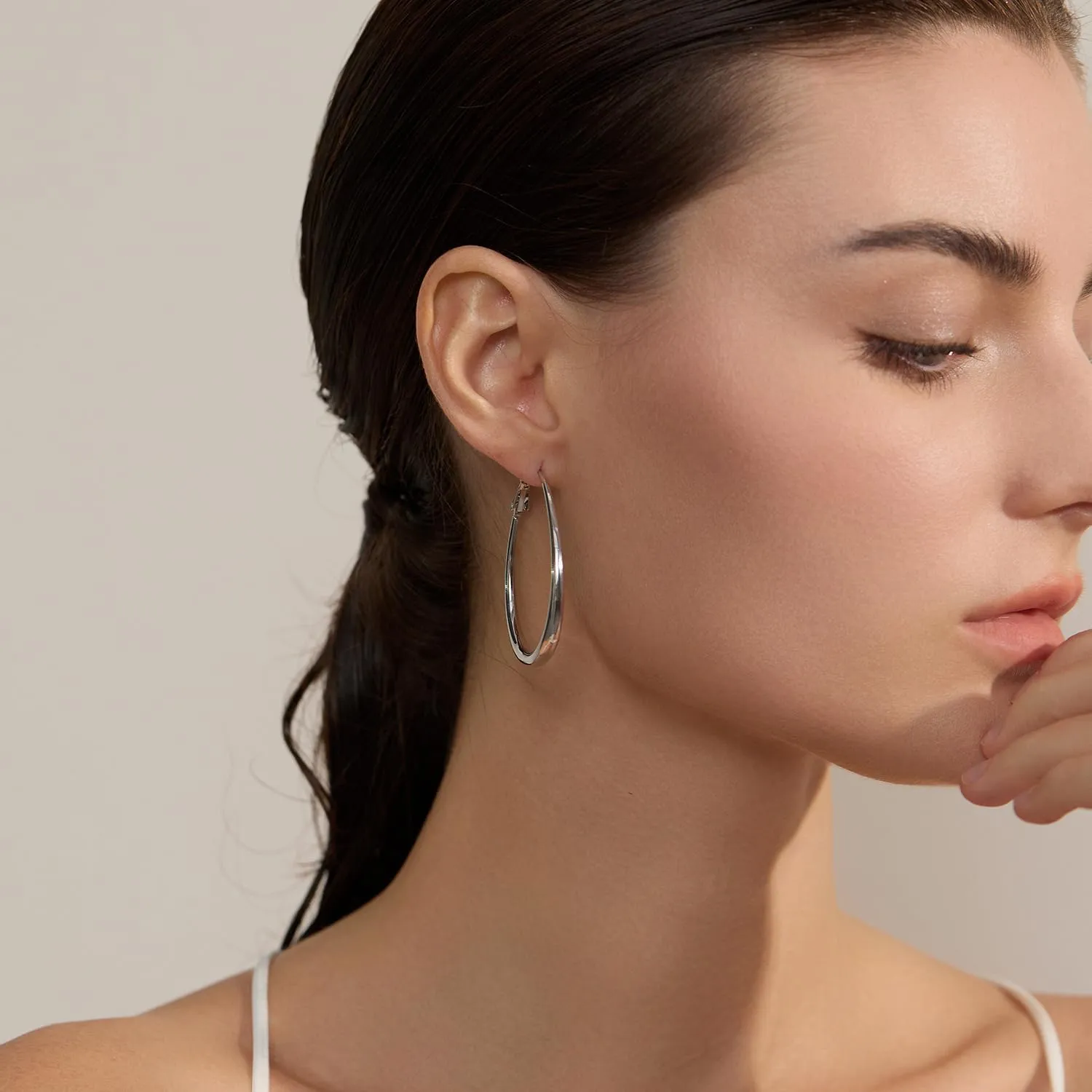 Lightweight Oval Hoop Earrings for Women - 14K Gold Plated, Rose Gold Plated and Sterling Silver Plated Large Oblong Hoop Earrings for Women Statement Jewelry Gift