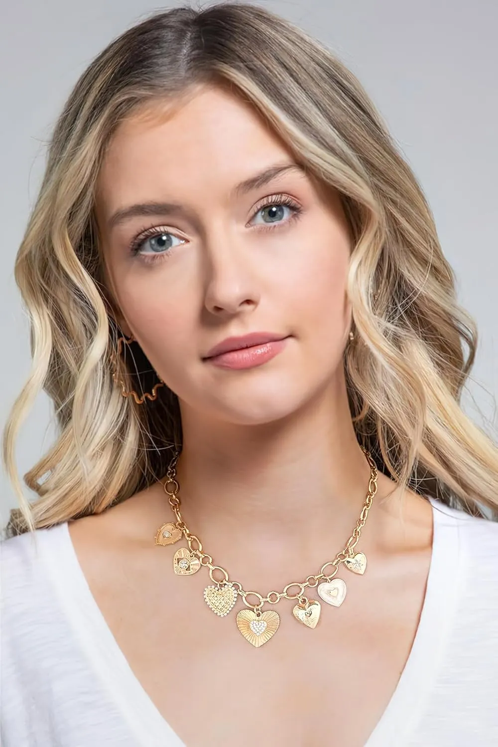 LILIE&WHITE Gold Heart Necklaces For Women With Different Heart Charms Gold Charm Sun Heart Necklace Coin Charms Fashion Jewelry Gift