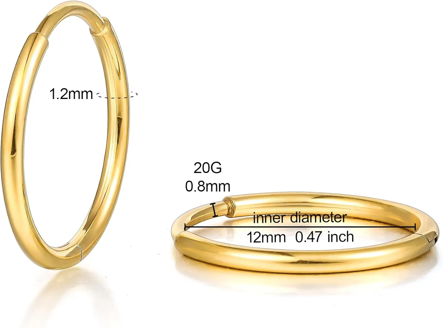 Limerencia Titanium Hoop Earrings for Women,Hypoallergenic G23 Implant Grade Pure Titanium Huggie Lightweight Hoop Earrings for Women Men Sensitive Ears