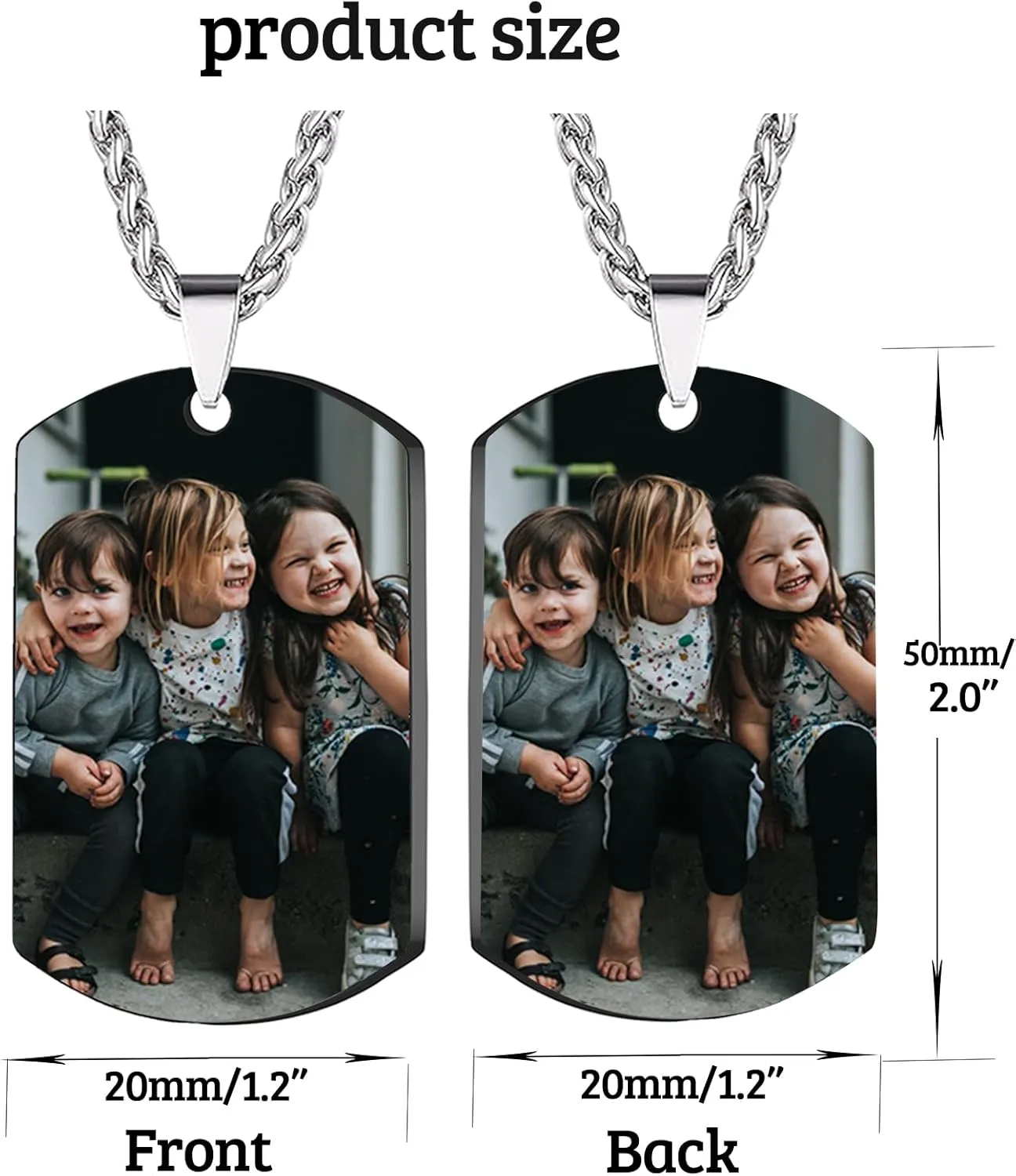 LING Ling's Design Personalized Double-sided Photo Text Icons Necklaces Custom Necklace for men With Picture Birthday Memorial Boyfriend Gift