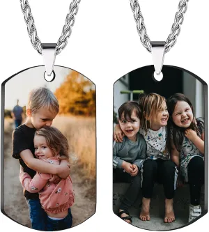 LING Ling's Design Personalized Double-sided Photo Text Icons Necklaces Custom Necklace for men With Picture Birthday Memorial Boyfriend Gift