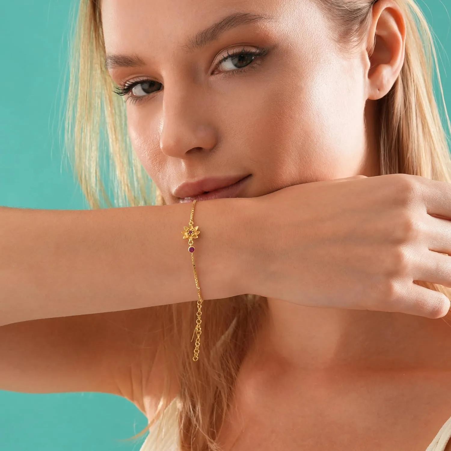 LIU JUN Birthstone Bracelets For Women, To My Mom 18k Plated Birth Flower Cubic Zirconia Inlaid Birthday Gift Jewelry