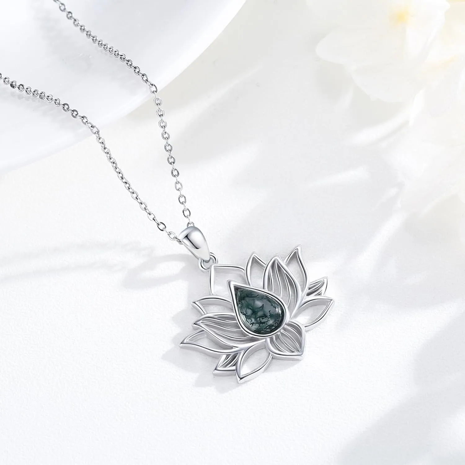 Lotus Necklaces for Women 925 Sterling Silver 7 Chakra/Yin Yang Pendant Necklace Spiritual Lotus Jewelry Birthday Yoga Gifts
