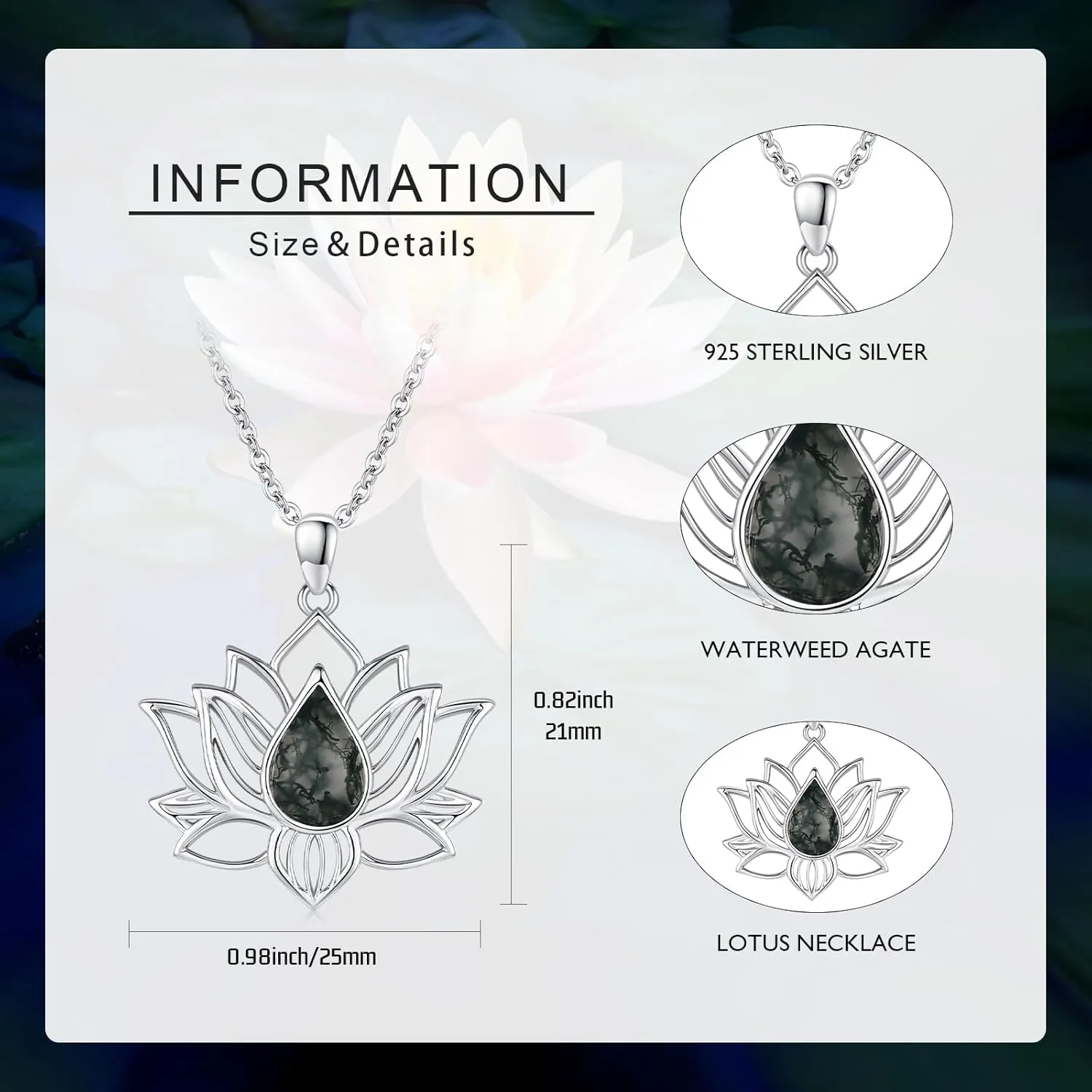 Lotus Necklaces for Women 925 Sterling Silver 7 Chakra/Yin Yang Pendant Necklace Spiritual Lotus Jewelry Birthday Yoga Gifts