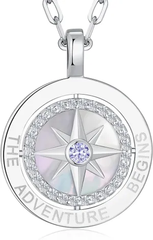 LOUISA SECRET Graduation Gifts for Her 2025, S925 Sterling Silver Compass Birthstone Necklace for Her, Anniversary Birthday Jewelry Gifts for Women Her