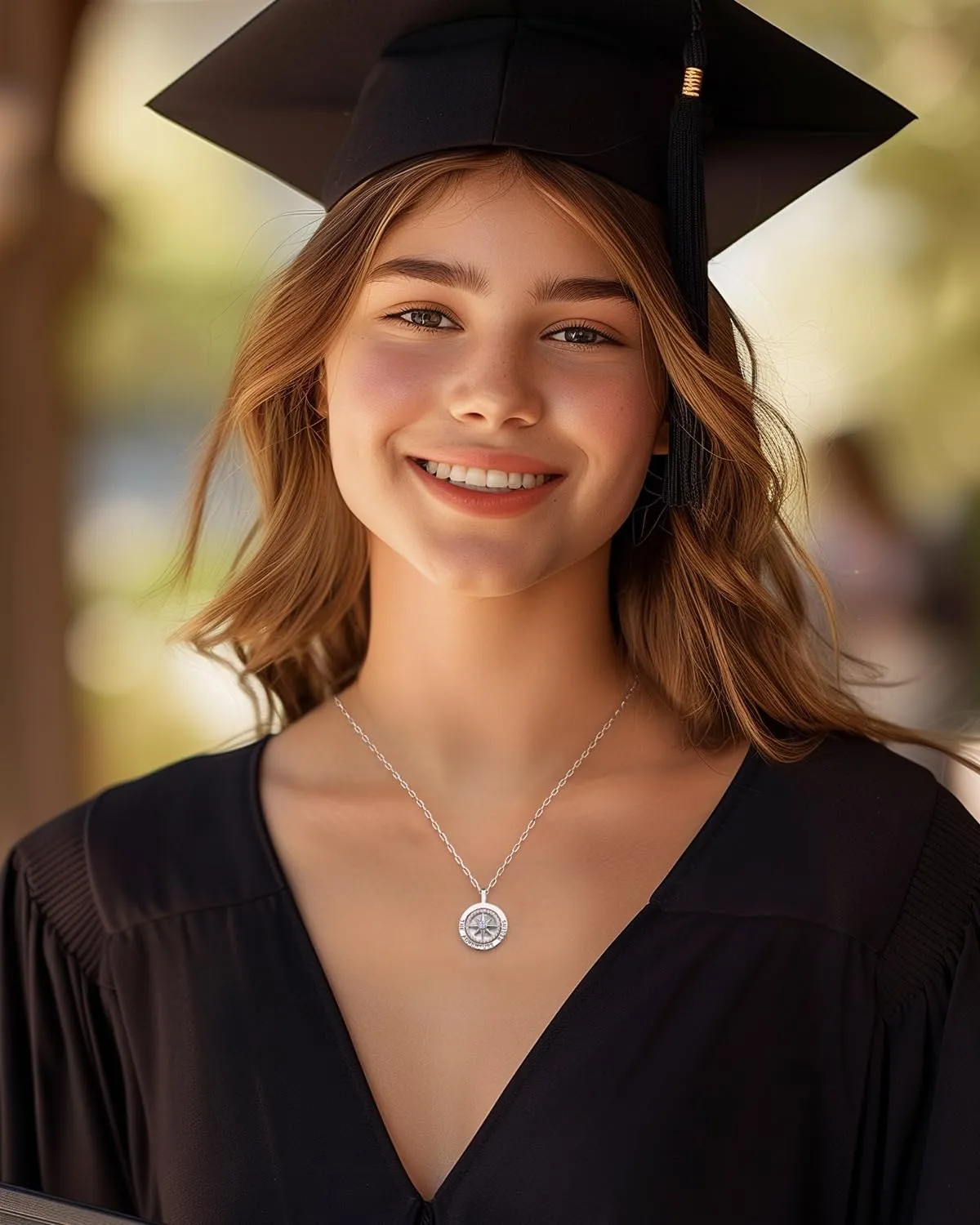 LOUISA SECRET Graduation Gifts for Her 2025, S925 Sterling Silver Compass Birthstone Necklace for Her, Anniversary Birthday Jewelry Gifts for Women Her