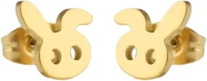 Lovely Rabbit Tiny Stud Earring Stainless Steel Bunny Animal Pet Cartilage Tragus Studs Earring Minimalist Birthday Jewelry Gifts for Women Girls Easter