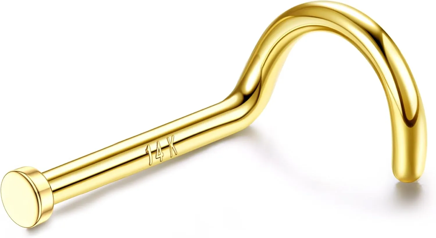 LOYALLOOK 14K Real Gold Nose Rings - Solid Gold Piercing Jewelry in 18G, 20G, L Shape & Corkscrew Styles, Hypoallergenic for Women & Men, 1.5mm, 2mm Flat Top