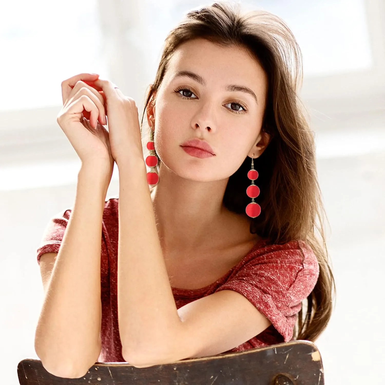 LOYALLOOK 4Pairs Tassel Earrings For Women Fan Shape Tassel Earrings Long Thread Tassel Earrings Bohemian Fringe Drop Handmade Earrings