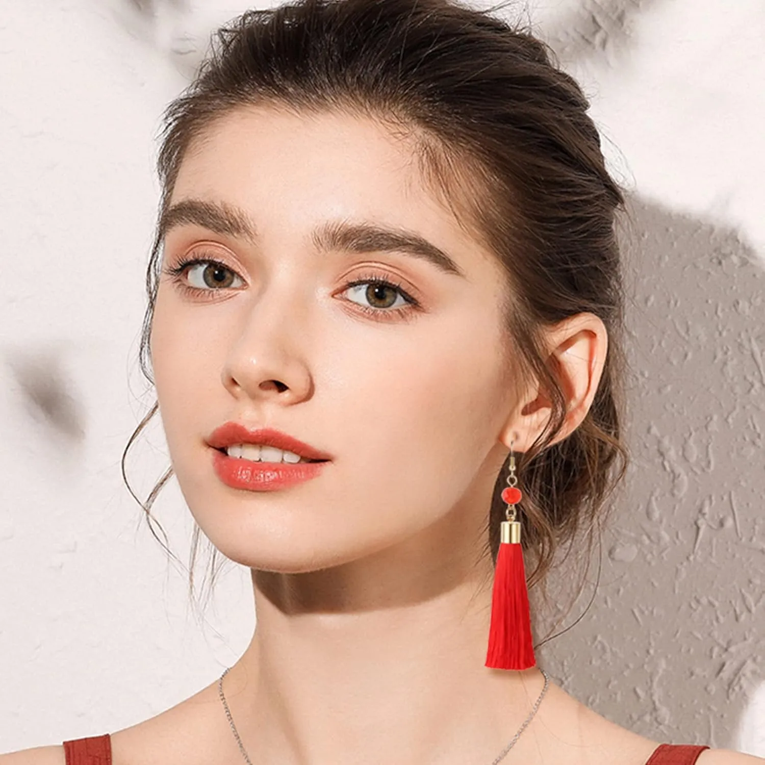 LOYALLOOK 4Pairs Tassel Earrings For Women Fan Shape Tassel Earrings Long Thread Tassel Earrings Bohemian Fringe Drop Handmade Earrings