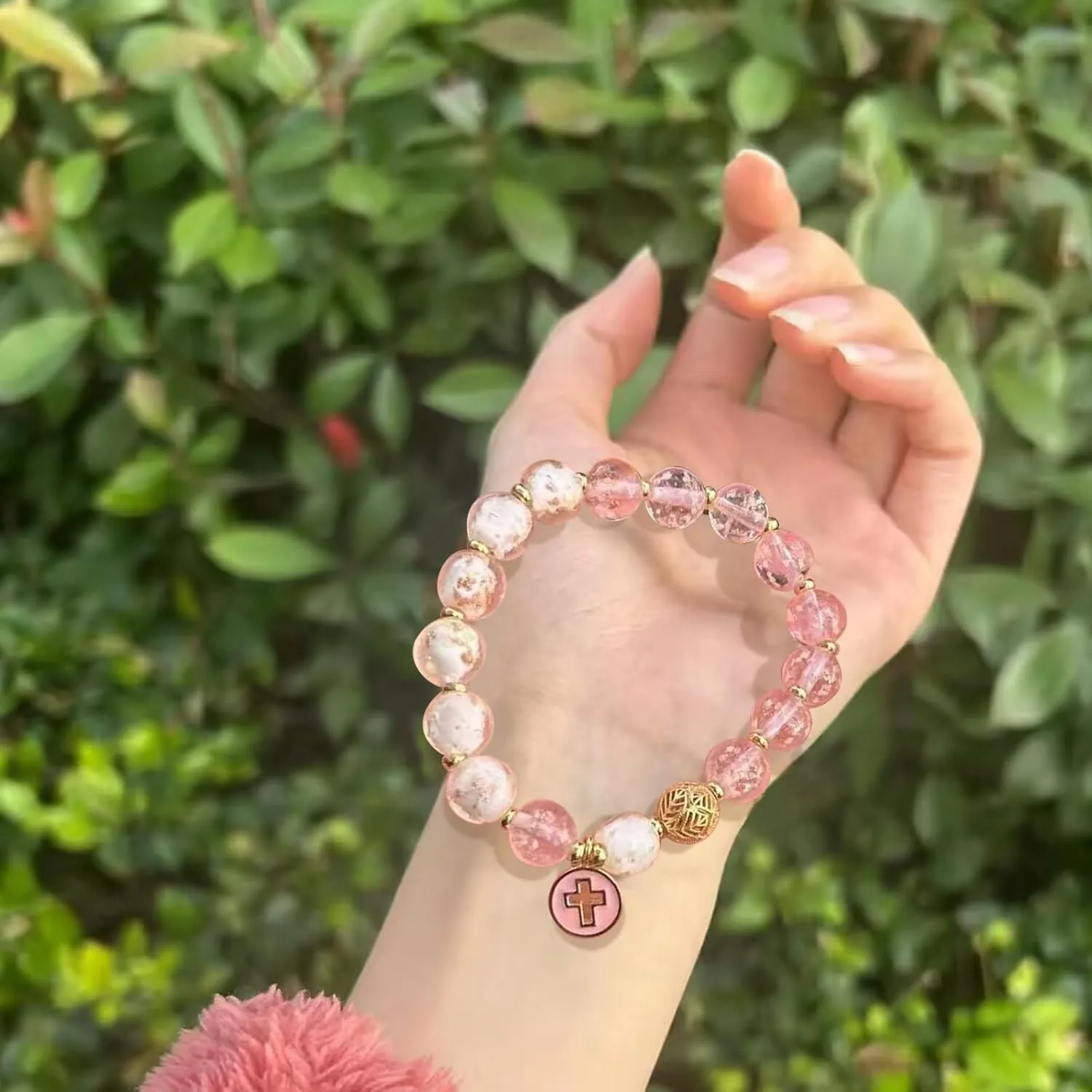 Luminous Crystal Beads Bracelet for Men Women, Religious Christian Cross Stretch Beaded Bracelet Firefly Glowing in the Dark Healing Anxiety Bracelets