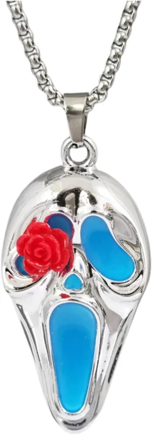 Luminous Skull Pendant Necklaces Creative Gothic Glowing Screaming Face Rose Eye Necklace Fashion Halloween Jewelry for Women Men Best Friends