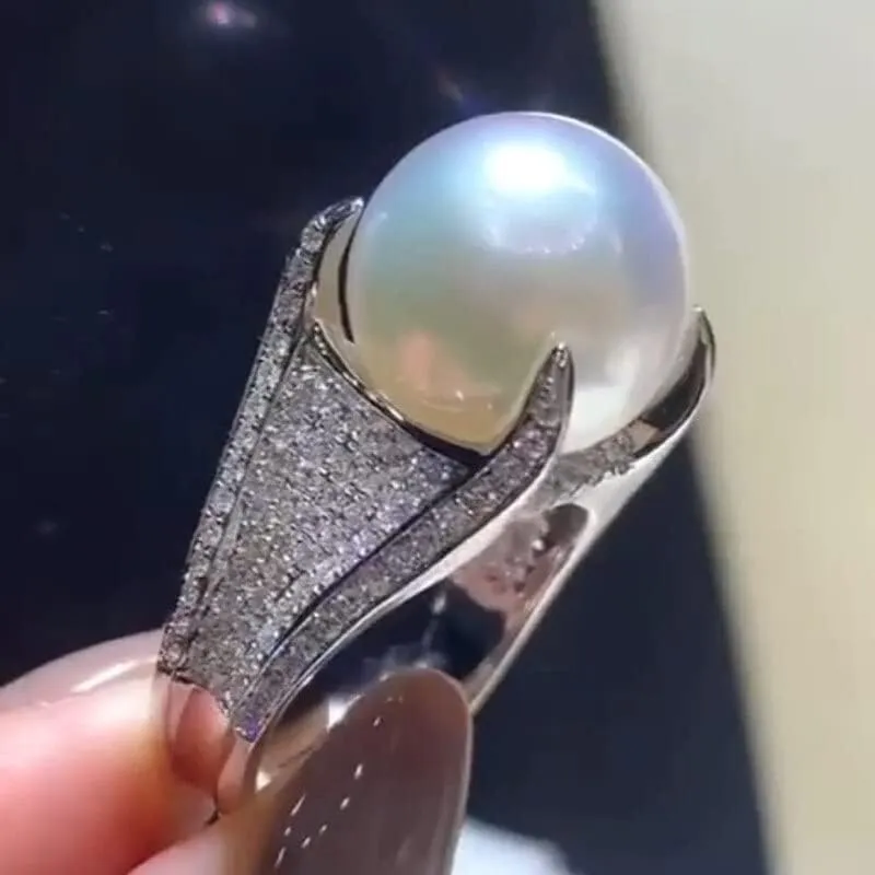 Luxury 4 Claws Setting Big Imitation Pearl Rings Women Wedding Party Temperament Accessories Gift Statement Jewelry J17BZ (10)