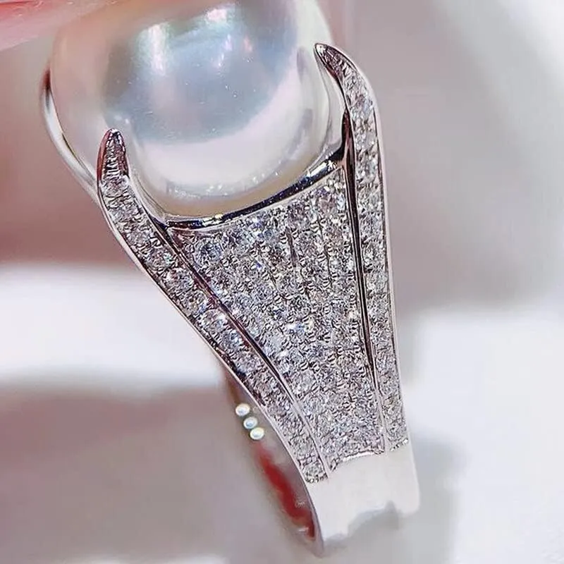 Luxury 4 Claws Setting Big Imitation Pearl Rings Women Wedding Party Temperament Accessories Gift Statement Jewelry J17BZ (10)
