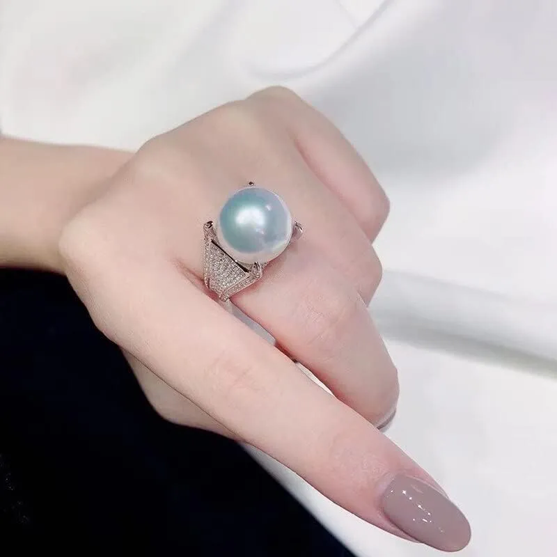 Luxury 4 Claws Setting Big Imitation Pearl Rings Women Wedding Party Temperament Accessories Gift Statement Jewelry J17BZ (10)