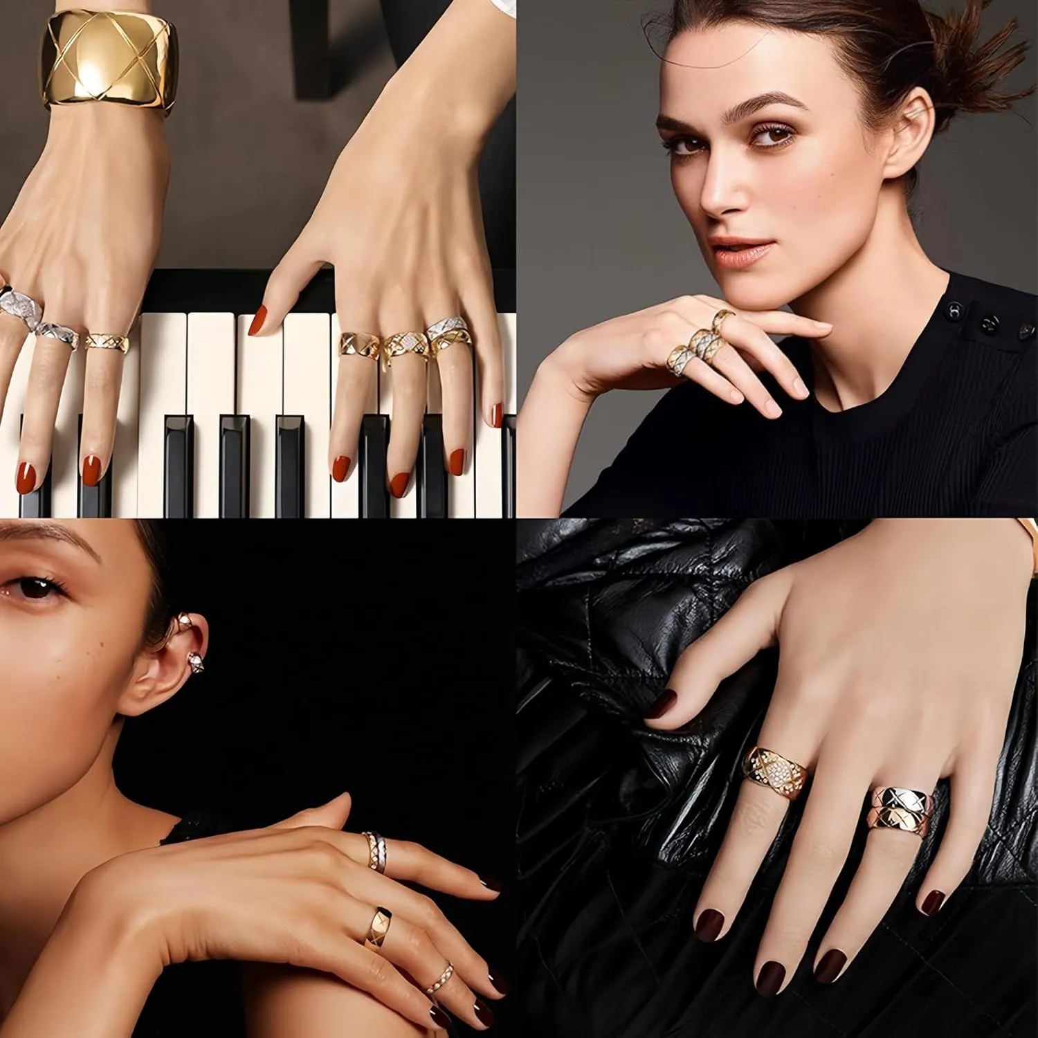 Luxury Designer 18K Gold Plating Crush Ring Surface Width Narrow 3.5mm Medium 7mm Wide 11mm Lozenge Pattern Cross Ring for Women Men Classic Simple Fashion