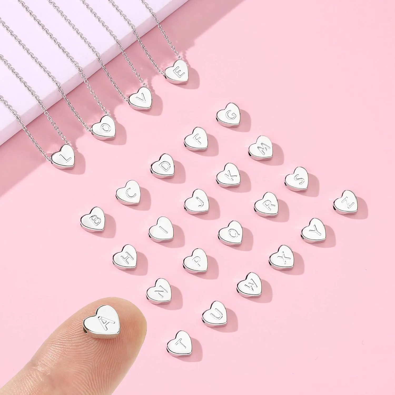 M MOOHAM Graduation Gifts - Heart Initial Necklaces for Girls Women, Sterling Silver Tiny Letter Necklace Gift for Kids Teen Girl Jewelry