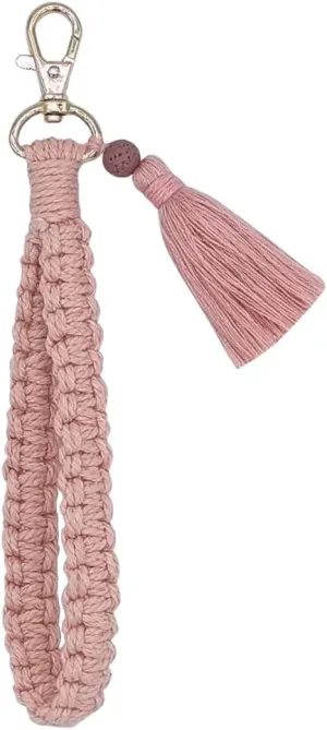 Macrame Boho Handmade Cute Bracelet Holder Keychain Wristlet Key Chain Wrist Lanyard for Women Girls
