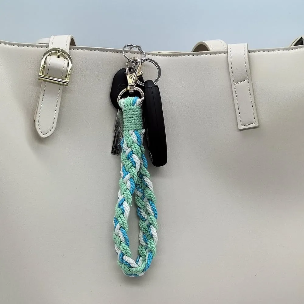 Macrame Boho Keychain Bracelet Holder Handmade Keychain Wristlet Key Chain Wrist Lanyard for Women Girls