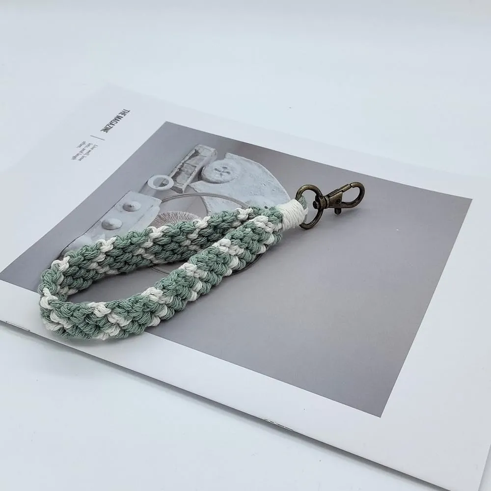Macrame Boho Keychain Bracelet Holder Handmade Keychain Wristlet Key Chain Wrist Lanyard for Women Girls