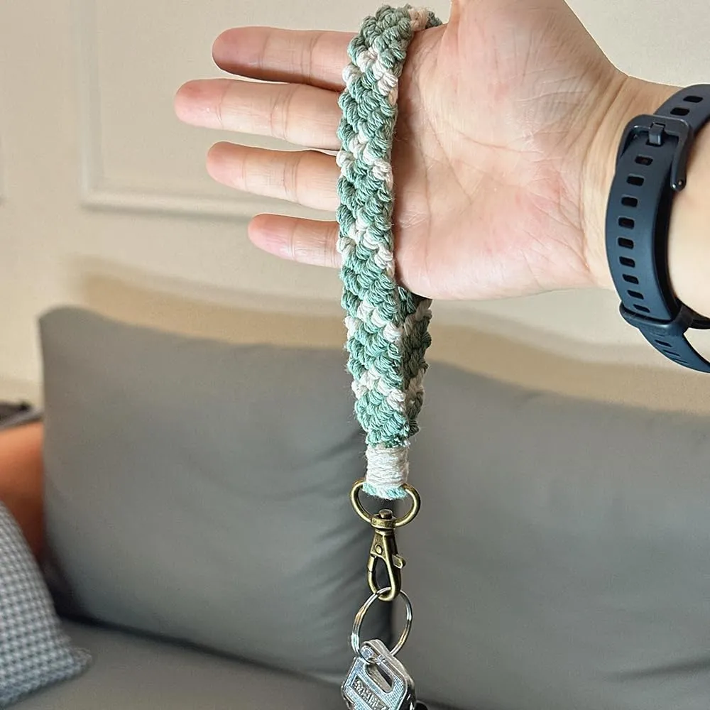 Macrame Boho Keychain Bracelet Holder Handmade Keychain Wristlet Key Chain Wrist Lanyard for Women Girls
