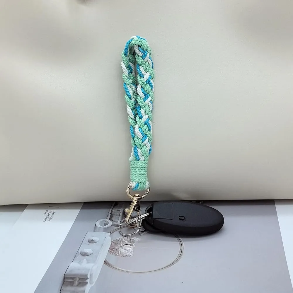 Macrame Boho Keychain Bracelet Holder Handmade Keychain Wristlet Key Chain Wrist Lanyard for Women Girls
