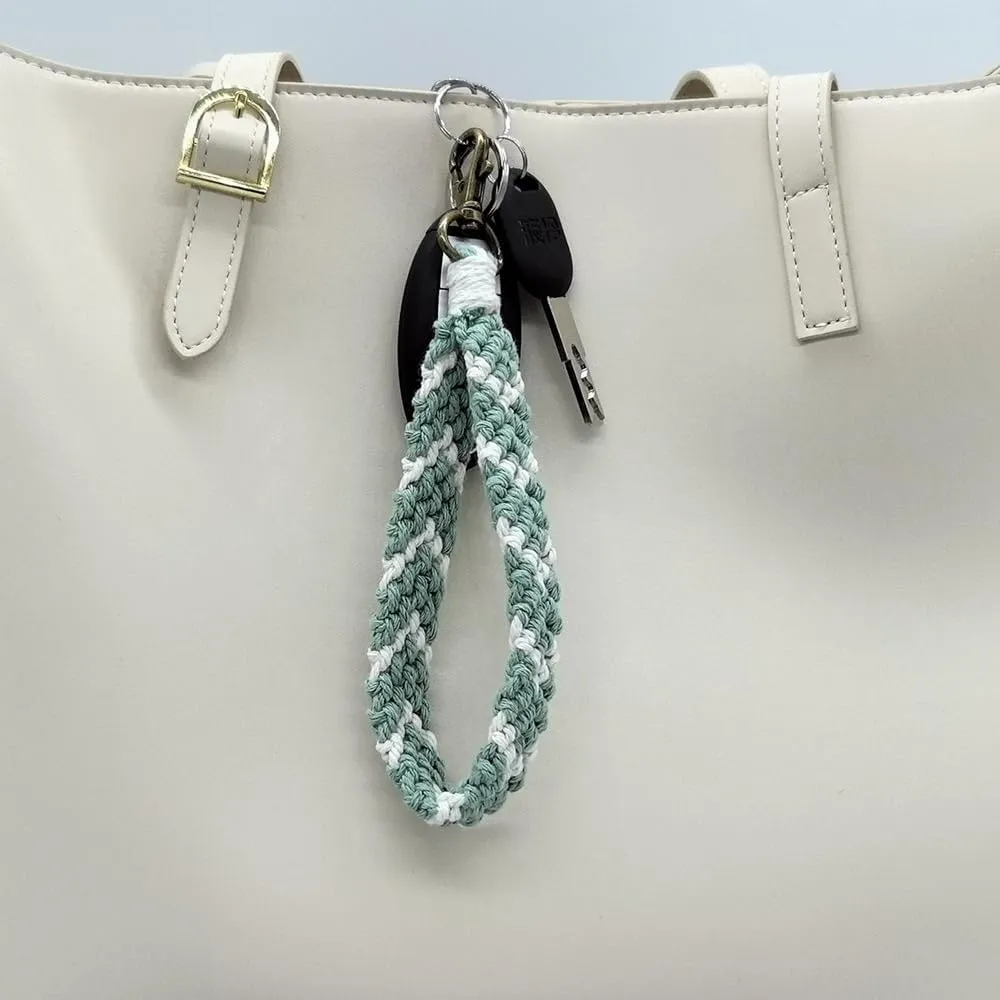 Macrame Boho Keychain Bracelet Holder Handmade Keychain Wristlet Key Chain Wrist Lanyard for Women Girls