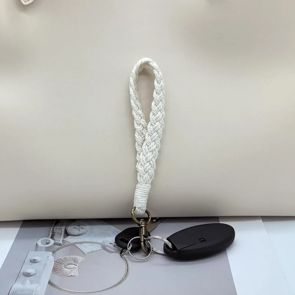 Macrame Boho Keychain Bracelet Holder Handmade Keychain Wristlet Key Chain Wrist Lanyard for Women Girls
