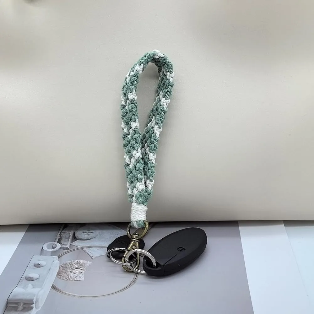 Macrame Boho Keychain Bracelet Holder Handmade Keychain Wristlet Key Chain Wrist Lanyard for Women Girls