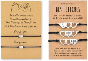 MANVEN Best Bitches Bestie Bracelets for 3 Matching Friendship Bracelet for Best Friend Sisters