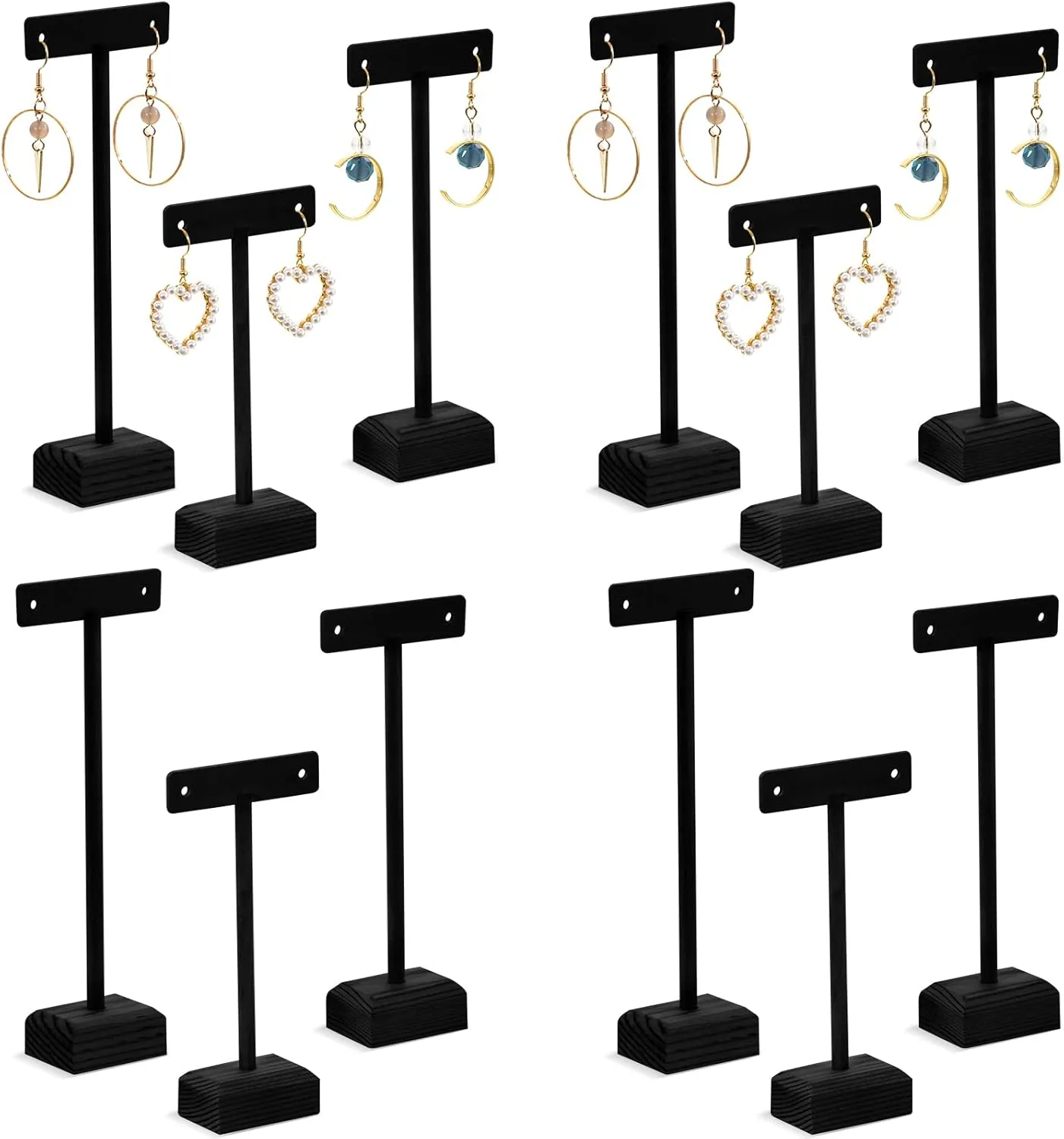 Marsui Earring Display Stands for Selling Set Wooden T Bar Jewelry Display Stand Holder for Necklaces Bracelet Showroom Trade