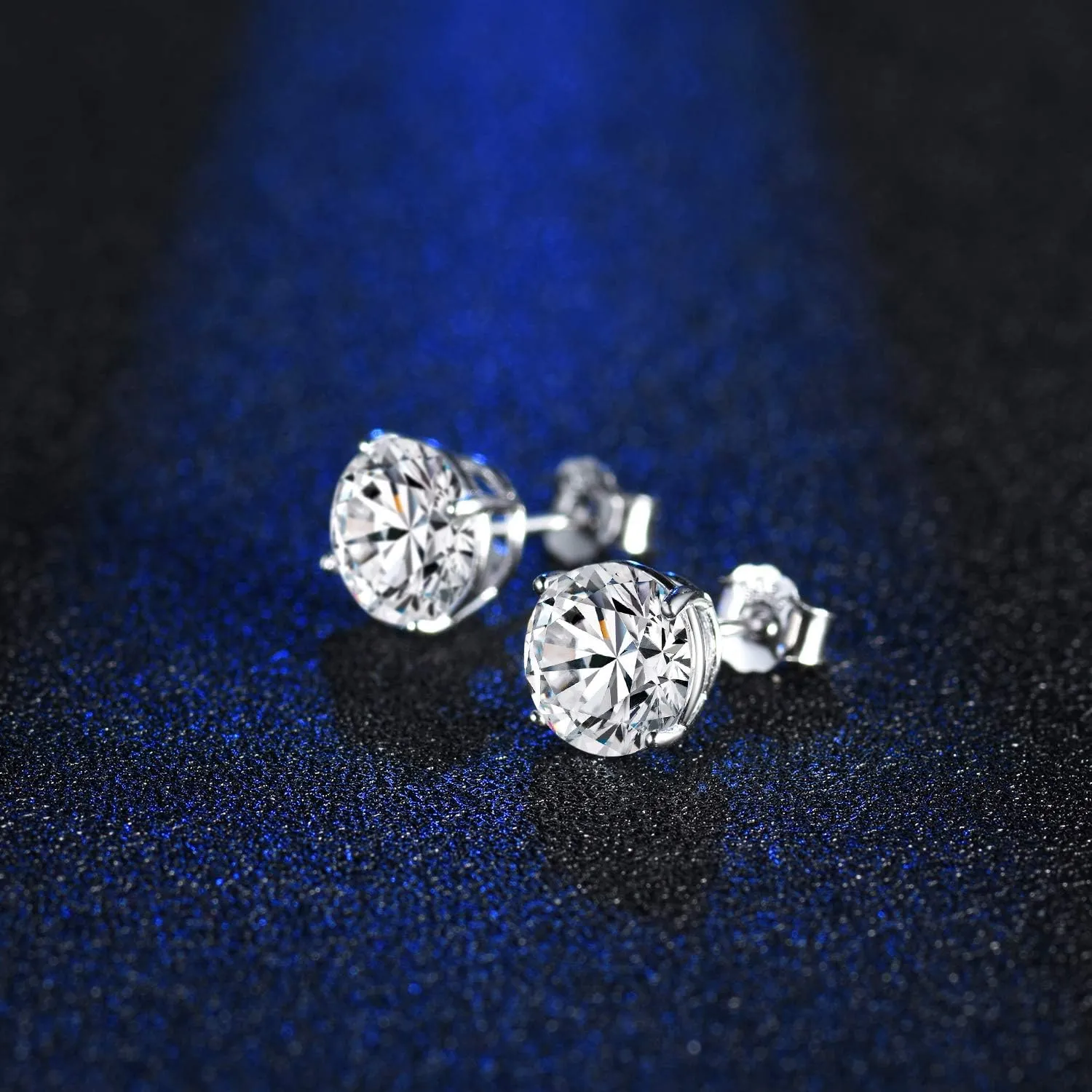 MASOP VOGU 2-8mm Sterling Silver Cubic Zirconia Stud Earrings Set Hypoallergenic Tiny Round Ball 14K White Gold Plated Round Cut CZ Simulated Diamond Cartilage Studs for Women Men