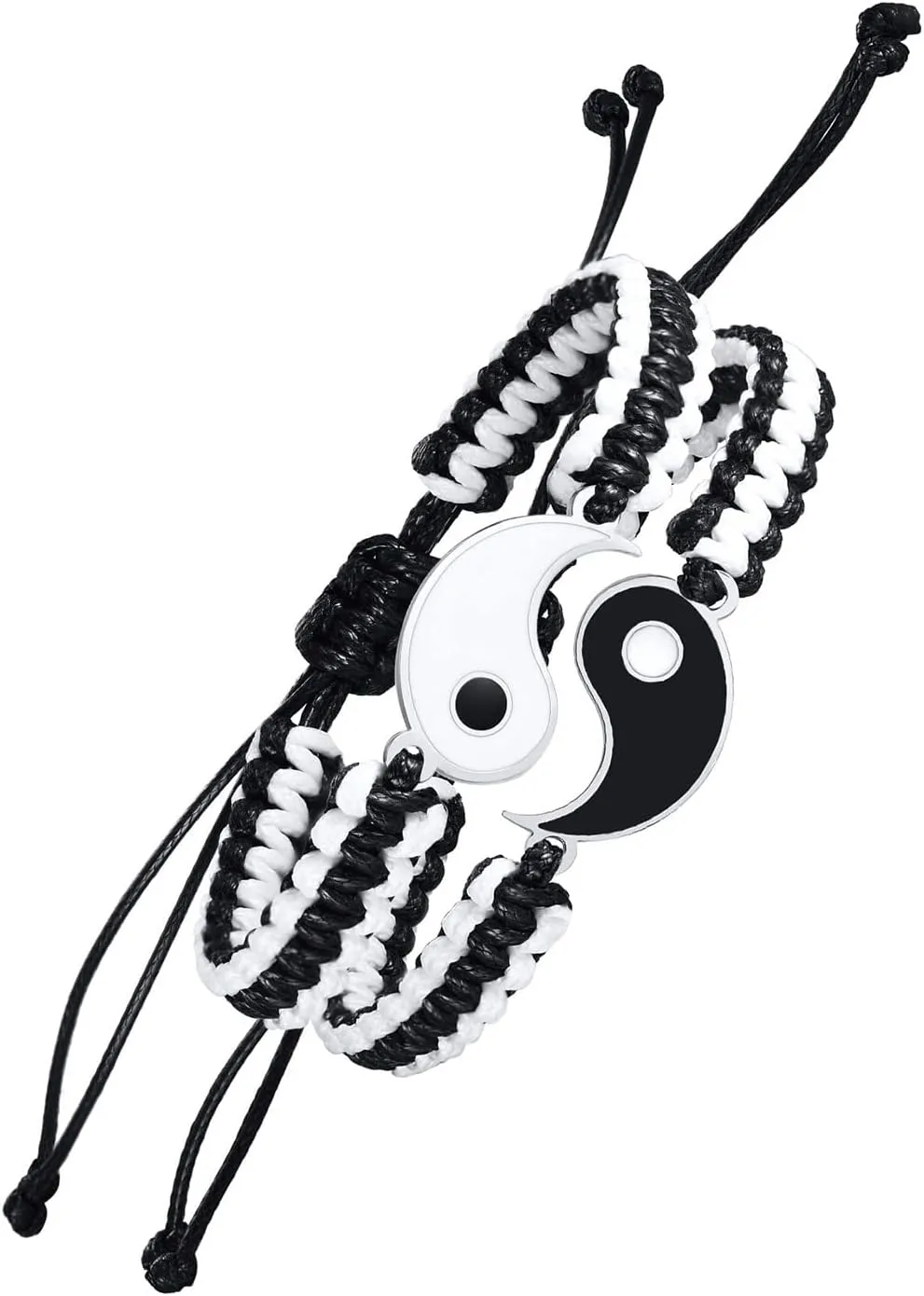 MEALGUET 2 Pcs Yin yang Bracelets Set for Couple & Best Friends Handmade Braided Macrame Relationship Yin and yang Bracelet for 2 BFF Men Women