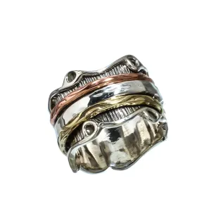Meditation Rings, Vintage Style 925 Solid Sterling Silver Jewelry Spinner Ring Mother's Day Gift (Size 7)