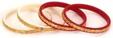 Meenakshi imitation Indian Traditional Women's Ethnic Gold-Plated Sakha Pola Bangles Set of 4