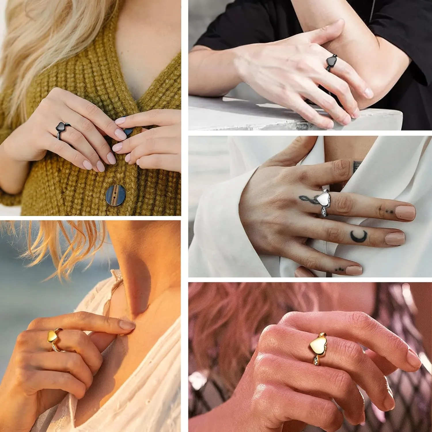 Memorial Keepsake Urn Rings for Ashes Hair for Women Men, Claddagh Heart Ring, Rose Ring, Cremation Jewelry, Black/18K Gold Plated Stainless Steel, Size 6-11, Come with Box